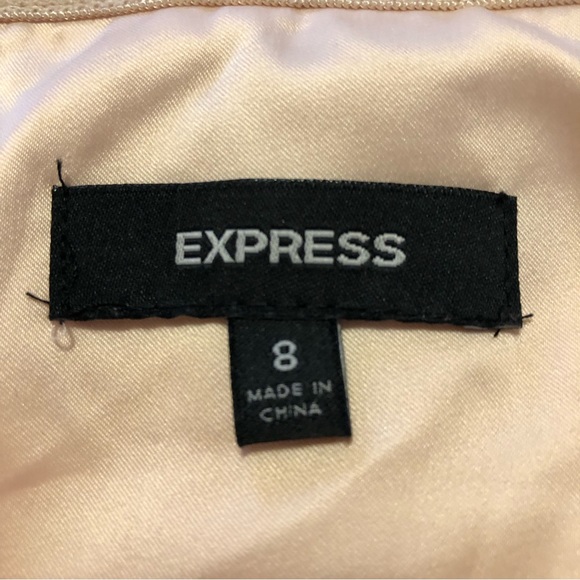 Express Pink Chiffon Polyester Lining Strapless Pleated Skirt Mini Dress - Picture 4 of 4